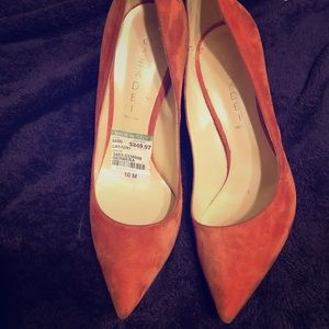 New red suede Casadei pumps made in Italy
